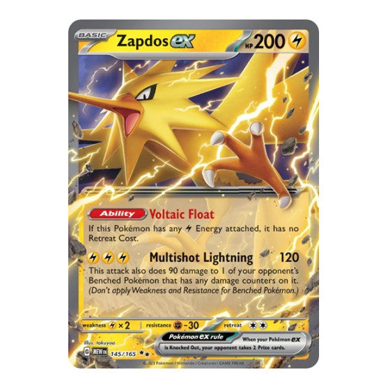 Zapdos ex - 145/165 (MEW) #145/165 Double Rare SV: Scarlet & Violet 151 Pokemon: 2023