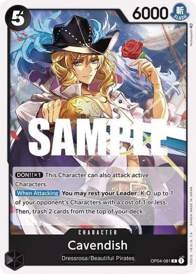Cavendish (OP04) #OP04-081 Rare (Foil Lightly Played) Kingdoms of Intrigue One Piece Card Game: 2023