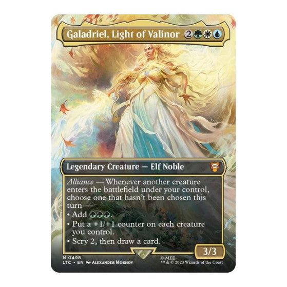 Galadriel Light of Valinor Borderless (LTC) #498 Mythic Rare (Foil Lightly Played) Commander: The Lord of the Rings: Tales of Middle-earth Magic: The Gathering: 2023