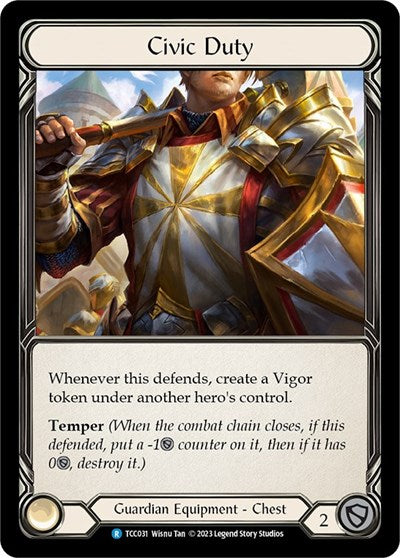 Civic Duty (TCC) #TCC031 Rare (Near Mint) Round the Table: TCCxLSS Flesh and Blood TCG: 2023