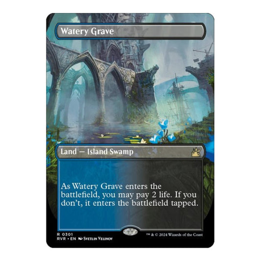 Watery Grave Borderless (RVR) #301 Rare (Foil Near Mint) Ravnica Remastered Magic: The Gathering: 2024