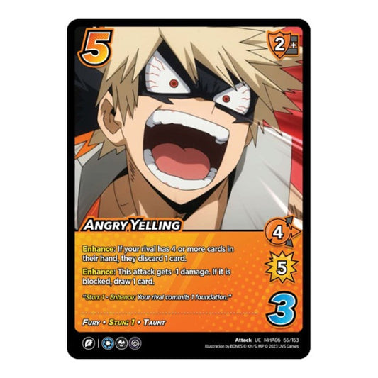 Angry Yelling (MHA6) #65/153 Uncommon (Lightly Played) UniVersus: My Hero Academia: Jet Burn UniVersus: 2023