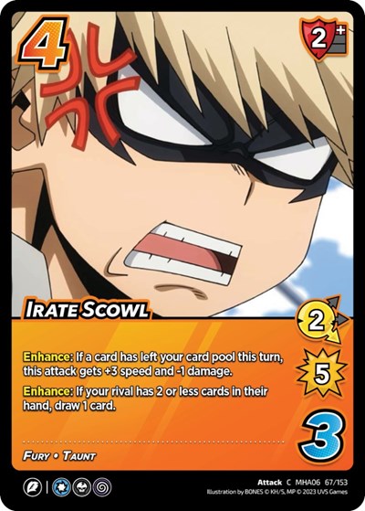 Irate Scowl (MHA6) #67/153 Common (Lightly Played) UniVersus: My Hero Academia: Jet Burn UniVersus: 2023