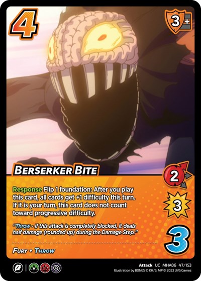 Berserker Bite (MHA6) #47/153 Uncommon (Lightly Played) UniVersus: My Hero Academia: Jet Burn UniVersus: 2023