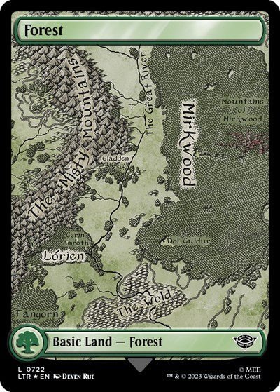 Forest 0722 Surge Foil (LTR) #722 Land (Foil Near Mint) Universes Beyond: The Lord of the Rings: Tales of Middle-earth Magic: The Gathering: 2023
