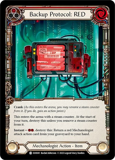 Backup Protocol RED (EVO) #EVO081 Common (Rainbow Foil Lightly Played) Bright Lights Flesh and Blood TCG: 2023