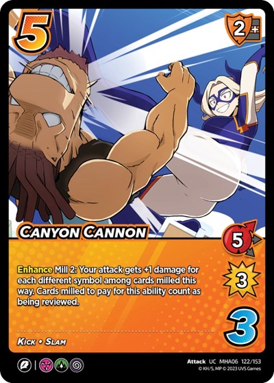 Canyon Cannon (MHA6) #122/153 Uncommon (Lightly Played) UniVersus: My Hero Academia: Jet Burn UniVersus: 2023