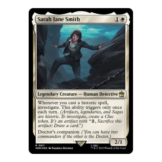 Sarah Jane Smith Surge Foil (WHO) #611 Rare (Foil Lightly Played) Universes Beyond: Doctor Who Magic: The Gathering: 2023