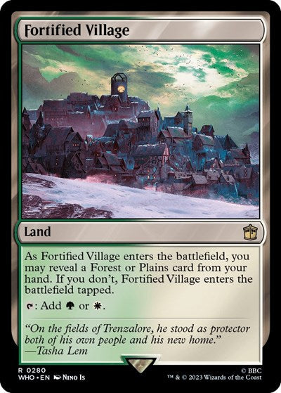 Fortified Village (WHO) #280 Rare (Lightly Played) Universes Beyond: Doctor Who Magic: The Gathering: 2023