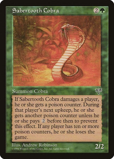 Sabertooth Cobra (MIR) #238 Common (Moderately Played) Mirage Magic: The Gathering: 1996