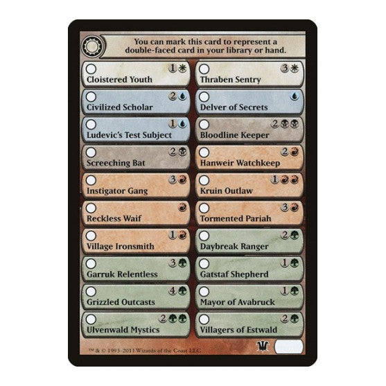Checklist Card Innistrad (ISD) #13 T (Lightly Played) Innistrad Magic: The Gathering: 2011