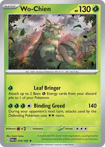 Wo Chien (PAR) #018/182 Rare (Holofoil Near Mint) SV04: Paradox Rift Pokemon: 2023