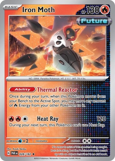 Iron Moth - 028/182 (PAR) #028/182 Rare (Holofoil Near Mint) SV04: Paradox Rift Pokemon: 2023