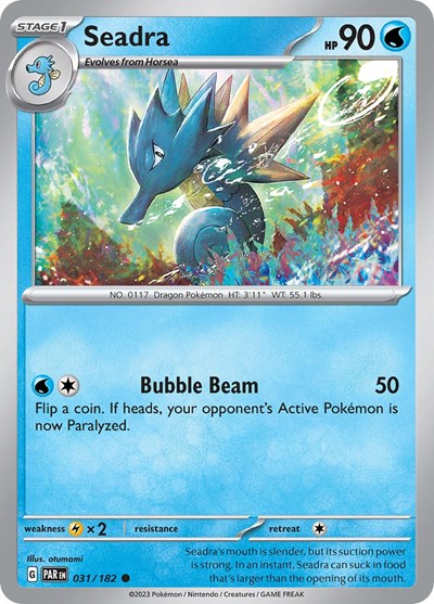 Seadra (PAR) #031/182 Common (Reverse Holofoil Lightly Played) SV04: Paradox Rift Pokemon: 2023