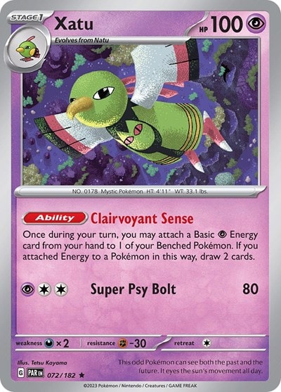 Xatu (PAR) #072/182 Rare (Holofoil Lightly Played) SV04: Paradox Rift Pokemon: 2023