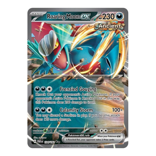 Roaring Moon ex (PAR) #124/182 Double Rare (Holofoil Lightly Played) SV04: Paradox Rift Pokemon: 2023