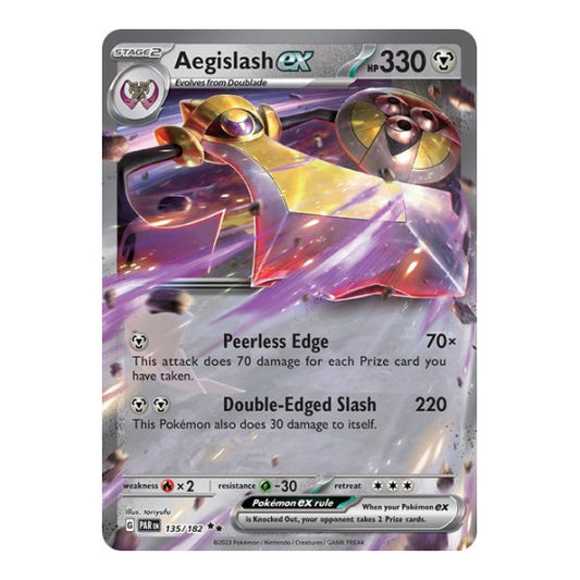Aegislash ex (PAR) #135/182 Double Rare (Holofoil Near Mint) SV04: Paradox Rift Pokemon: 2023