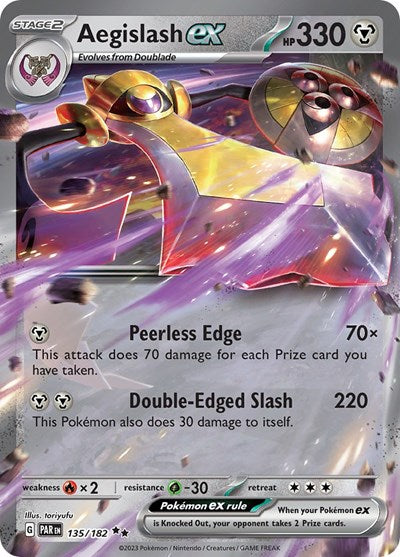 Aegislash ex (PAR) #135/182 Double Rare (Holofoil Near Mint) SV04: Paradox Rift Pokemon: 2023