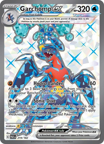 Garchomp ex 219 182 (PAR) #219/182 Ultra Rare (Holofoil Near Mint) SV04: Paradox Rift Pokemon: 2023