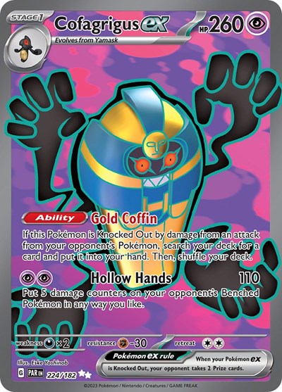 Cofagrigus ex 224 182 (PAR) #224/182 Ultra Rare (Holofoil Near Mint) SV04: Paradox Rift Pokemon: 2023