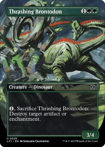 Thrashing Brontodon Borderless (LCI) #329 Uncommon (Lightly Played) The Lost Caverns of Ixalan Magic: The Gathering: 2023