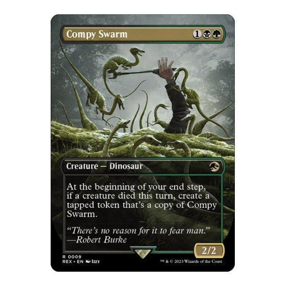 Compy Swarm (Borderless) (REX) #9 Rare (Near Mint) Universes Beyond: Jurassic World Collection Magic: The Gathering: 2023