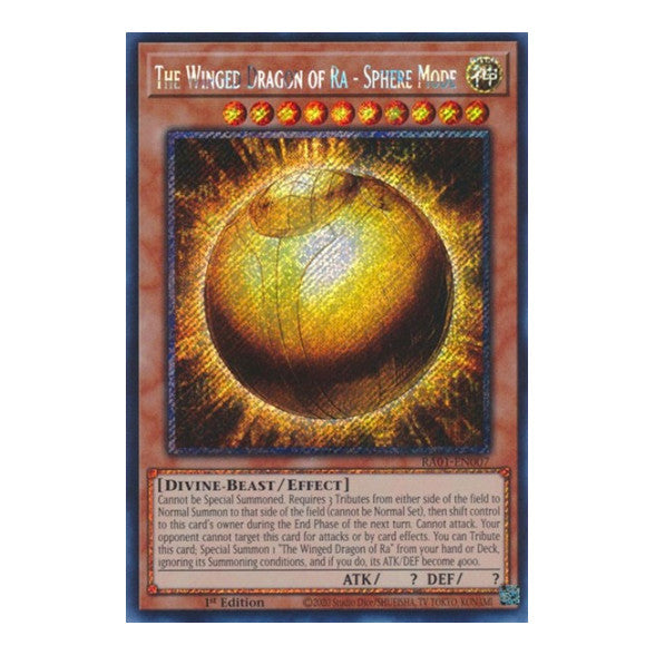 The Winged Dragon of Ra Sphere Mode Platinum Secret Rare (RA01) #RA01-EN007 Platinum Secret Rare (1st Edition Near Mint) 25th Anniversary Rarity Collection YuGiOh: 2023