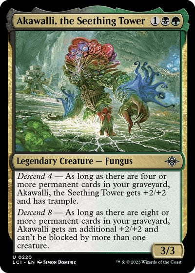 2023 Magic: The Lost Caverns of Ixalan (LCI) - Akawalli the Seething Tower (#220, Uncommon) (Lightly Played)