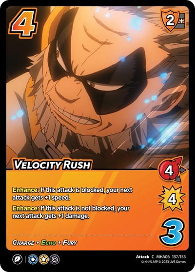 Velocity Rush (MHA6) #137/153 Common (Lightly Played) UniVersus: My Hero Academia: Jet Burn UniVersus: 2023
