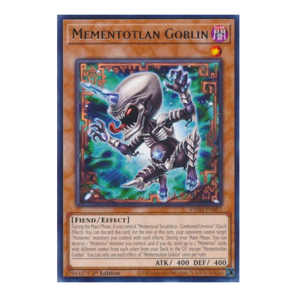 Mementotlan Goblin (VASM) #VASM-EN007 Rare (1st Edition Damaged) Valiant Smashers YuGiOh: 2023