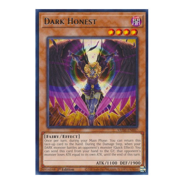 Dark Honest (VASM) #VASM-EN047 Rare (1st Edition Near Mint) Valiant Smashers YuGiOh: 2023