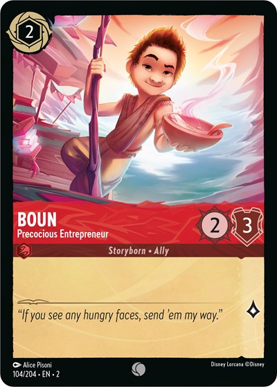 Boun Precocious Entrepreneur (2) #104/204 Common (Near Mint) Rise of the Floodborn Disney Lorcana: 2023
