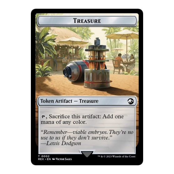 Treasure (0002) // Skeleton Pirate Double-Sided Token (REX) #2 // 8 T (Foil Near Mint) Universes Beyond: Jurassic World Collection Magic: The Gathering: 2023