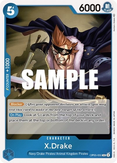 X.Drake (OP05) #OP05-055 Rare (Foil Lightly Played) Awakening of the New Era One Piece Card Game: 2023