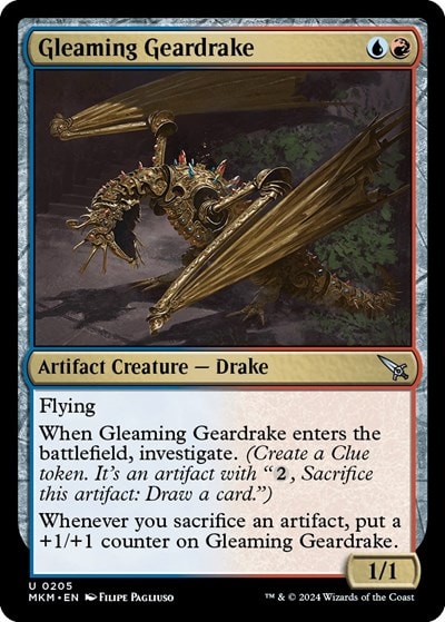 Gleaming Geardrake (MKM) #205 Uncommon (Lightly Played) Murders at Karlov Manor Magic: The Gathering: 2024