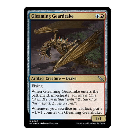 Gleaming Geardrake (MKM) #205 Uncommon (Lightly Played) Murders at Karlov Manor Magic: The Gathering: 2024