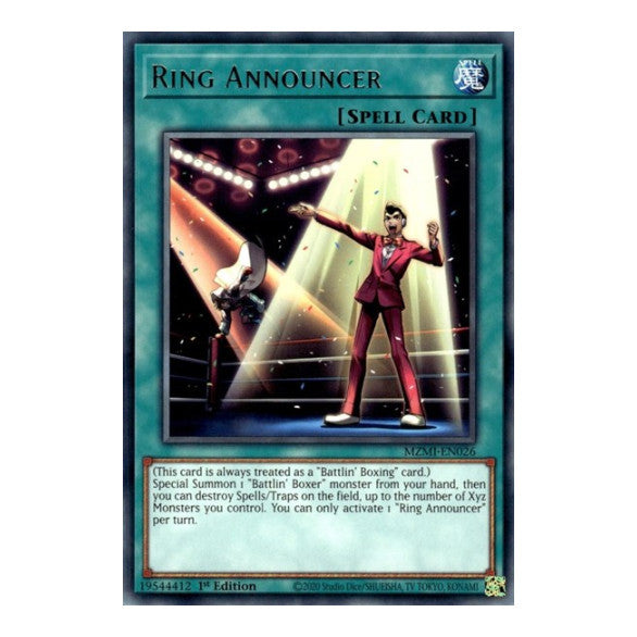 Ring Announcer (MZMI) #MZMI-EN026 Rare (1st Edition Near Mint) Maze of Millennia YuGiOh: 2024
