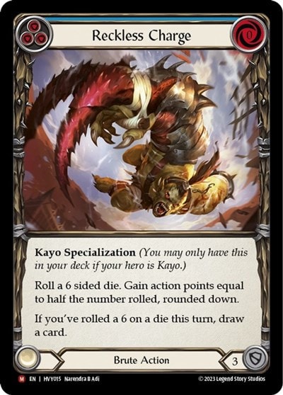 Reckless Charge (HVY) #HVY015 Majestic (Rainbow Foil Near Mint) Heavy Hitters Flesh and Blood TCG: 2024