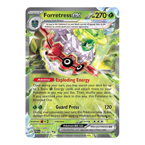 Forretress ex - 002/091 (PAF) #002/091 Double Rare (Holofoil Lightly Played) SV: Paldean Fates Pokemon: 2024