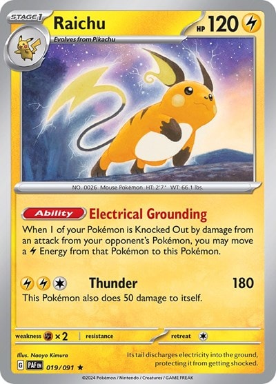 Raichu - 019/091 (PAF) #019/091 Rare (Holofoil Lightly Played) SV: Paldean Fates Pokemon: 2024