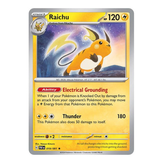 Raichu - 019/091 (PAF) #019/091 Rare (Holofoil Lightly Played) SV: Paldean Fates Pokemon: 2024