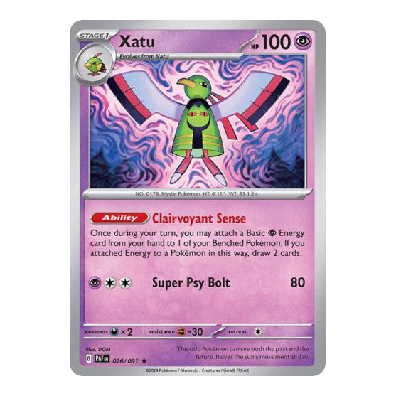 Xatu 026 091 (PAF) #026/091 Rare (Holofoil Lightly Played) SV: Paldean Fates Pokemon: 2024