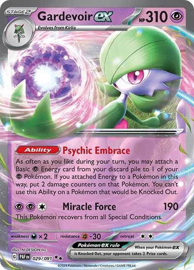 Gardevoir ex - 029/091 (PAF) #029/091 Double Rare (Holofoil Near Mint) SV: Paldean Fates Pokemon: 2024
