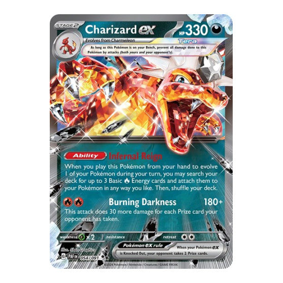 Charizard ex 054 091 (PAF) #054/091 Double Rare (Holofoil Near Mint) SV: Paldean Fates Pokemon: 2024