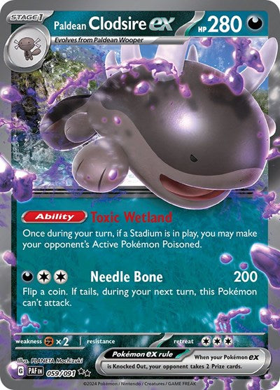 Paldean Clodsire ex 059 091 (PAF) #059/091 Double Rare (Holofoil Near Mint) SV: Paldean Fates Pokemon: 2024
