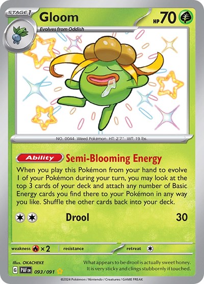 Gloom (PAF) #093/091 Shiny Rare (Holofoil Near Mint) SV: Paldean Fates Pokemon: 2024