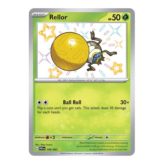 Rellor (PAF) #108/091 Shiny Rare (Holofoil Near Mint) SV: Paldean Fates Pokemon: 2024