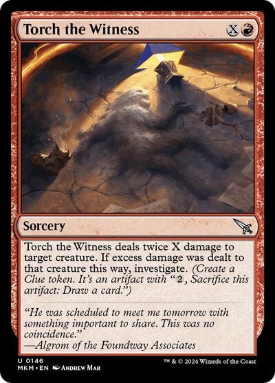 Torch the Witness a (MKM) #146 Uncommon (Lightly Played) Murders at Karlov Manor Magic: The Gathering: 2024