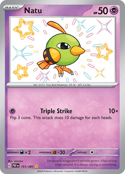 Natu 151 091 (PAF) #151/091 Shiny Rare (Holofoil Near Mint) SV: Paldean Fates Pokemon: 2024