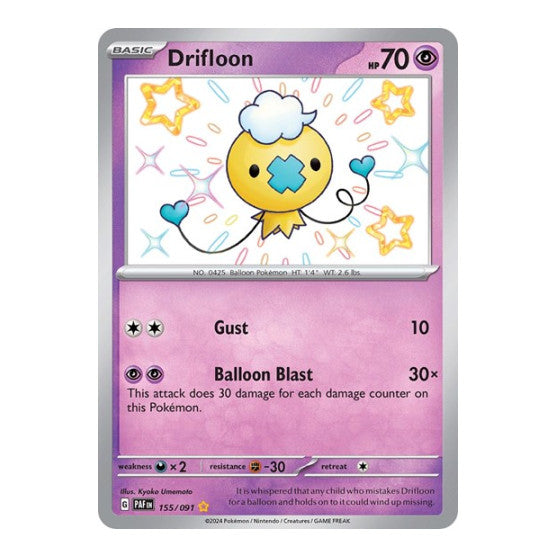 Drifloon (PAF) #155/091 Shiny Rare (Holofoil Near Mint) SV: Paldean Fates Pokemon: 2024